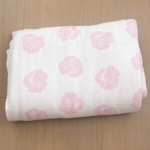 LoveShackFancy Floral Two Sides Throw Blanket, Pink & White